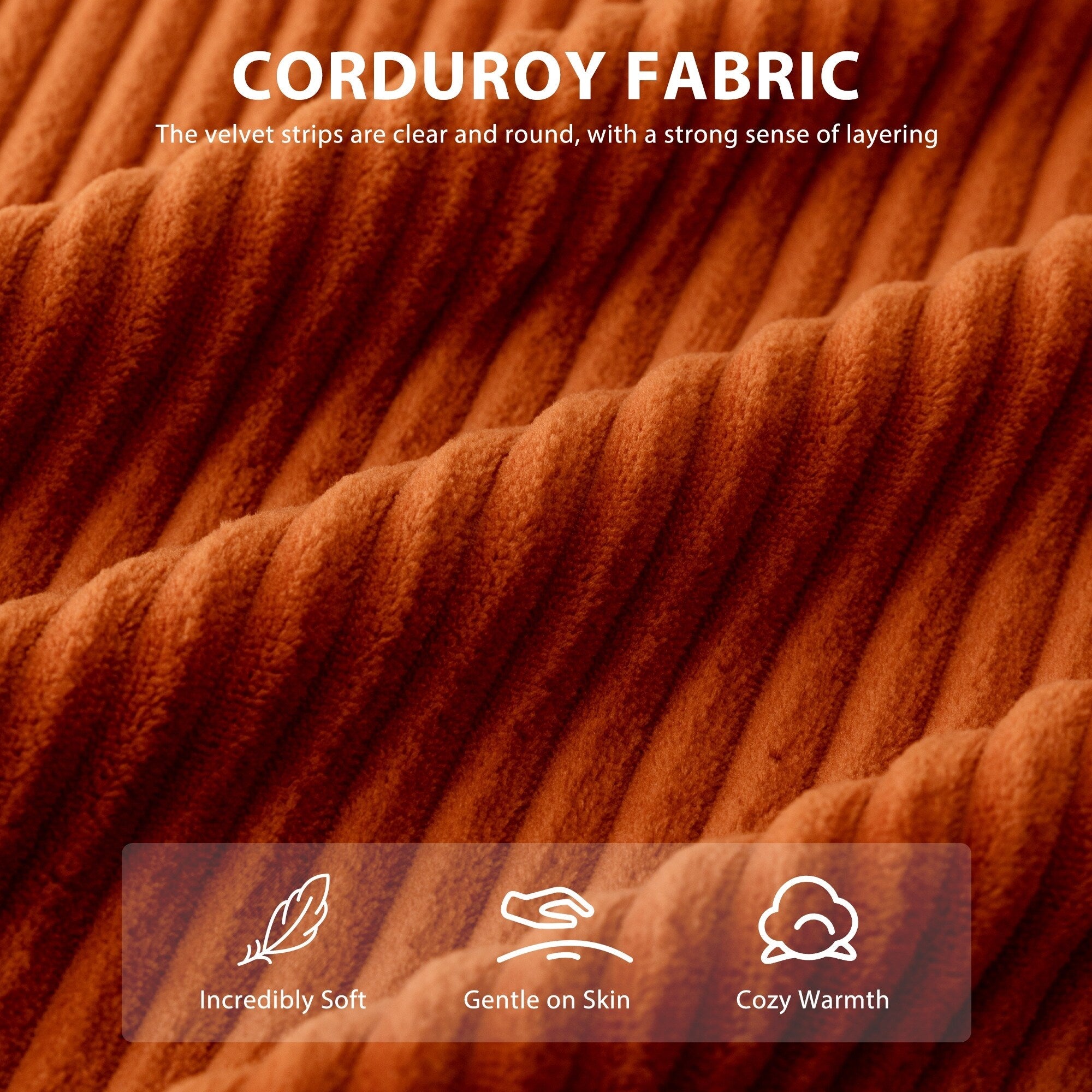 Canapé en velours côtelé avec pouf intégré et mousse à mémoire de forme - 123 cm (L) x 172 cm (l) x 62 cm (H)