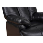 Fauteuil inclinable manuel Davin en cuir pleine fleur marron avec repose-pieds extensible