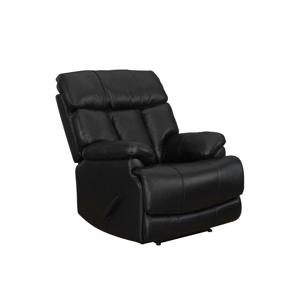 Fauteuil inclinable manuel Davin en cuir pleine fleur marron avec repose-pieds extensible