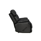 Fauteuil inclinable manuel Davin en cuir pleine fleur marron avec repose-pieds extensible