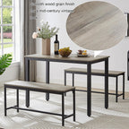 Ensemble table et chaises de salle à manger, ensemble table de bar en bois, table de cuisine avec 2 bancs - 3 pièces