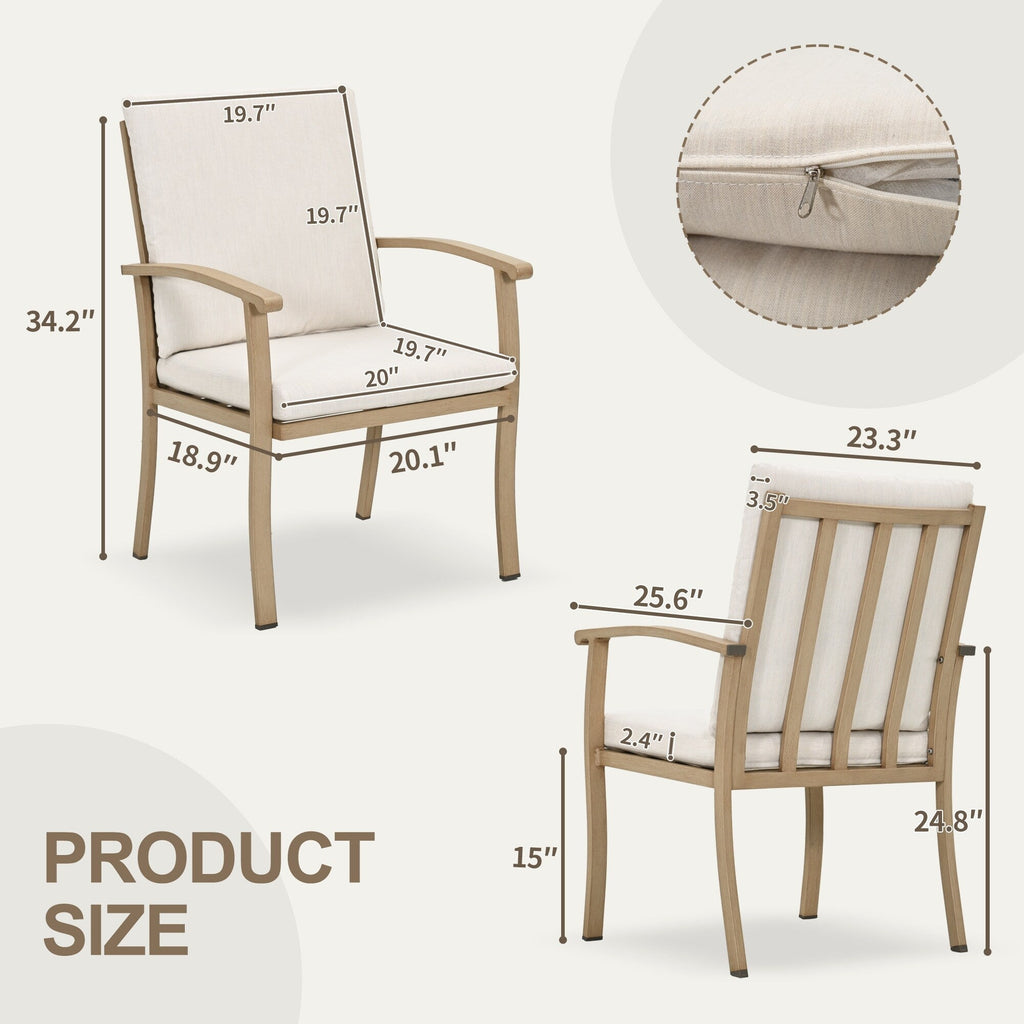 Ensemble de salle à manger de patio en aluminium EGEIROS LIFE AluLux 9 pièces avec 2 chaises de salle à manger pivotantes, 6 chaises de salle à manger et coussins lavables