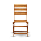 Ensemble bistro d'extérieur East West Furniture comprenant une table basse ronde en bois et 2 chaises pliantes, finition huile naturelle