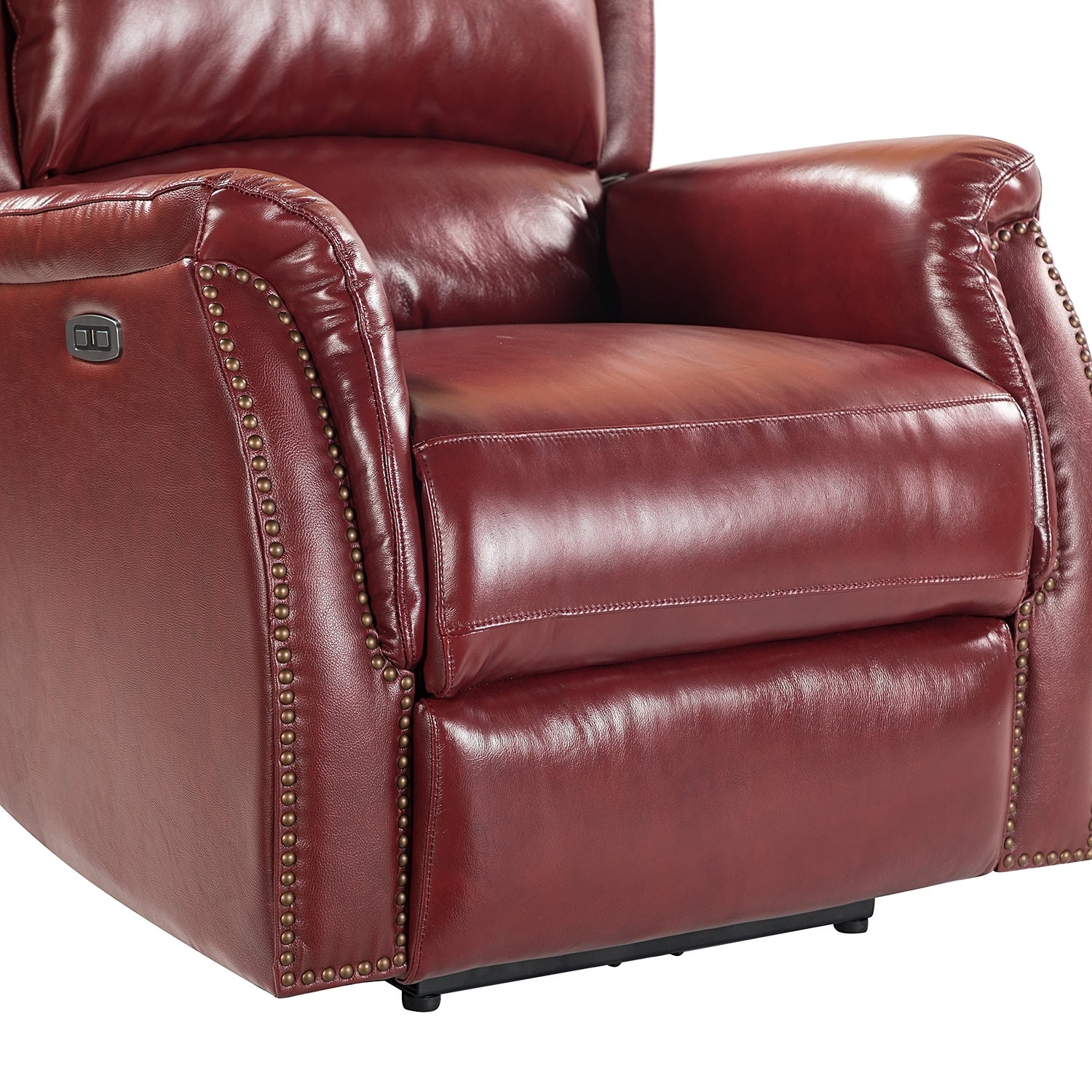 Fauteuil inclinable électrique Eduardo en cuir véritable avec port USB (lot de 2)