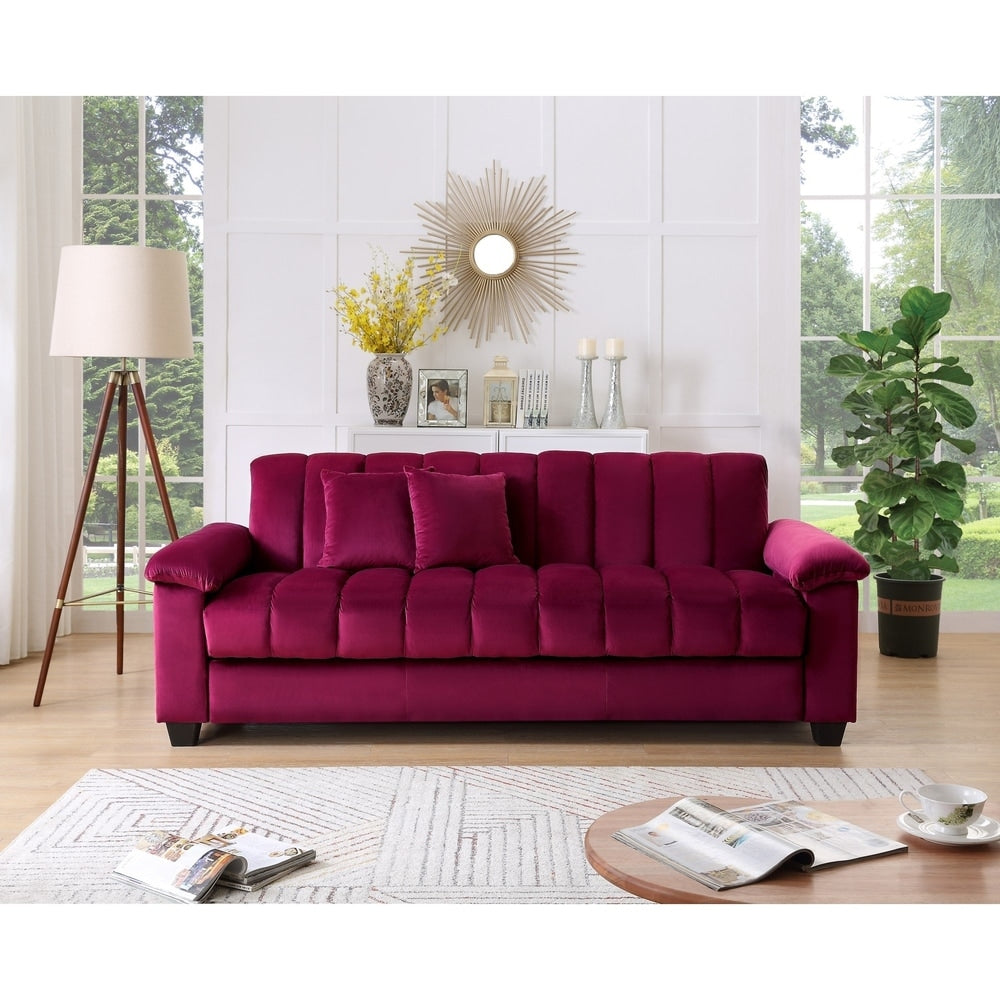 Canapé-lit convertible de salon avec dossier capitonné en tissu