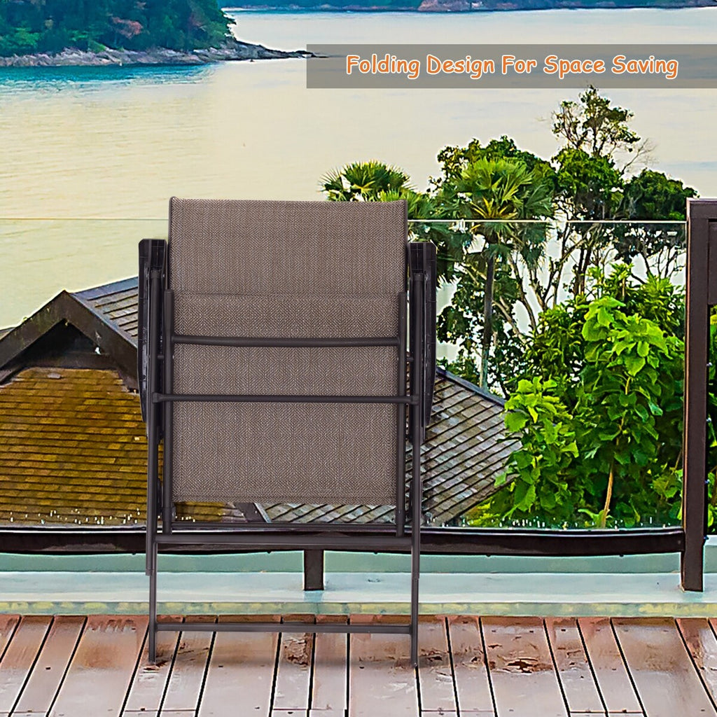 Ensemble de 2 fauteuils pliants marron pour terrasse