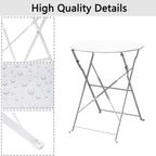 Ensemble bistro pliable en métal 3 pièces, résistant aux intempéries, idéal pour l'intérieur et l'extérieur, avec terrasse, jardin ou cour.