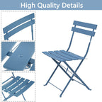 Ensemble bistro pliable en métal 3 pièces, résistant aux intempéries, idéal pour l'intérieur et l'extérieur, avec terrasse, jardin ou cour.