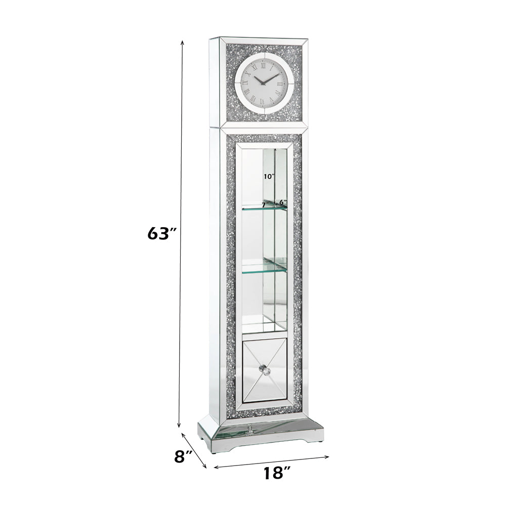 ACME Noralie Mirrored & Faux Diamonds Grandfather Clock with LED Model AC00354