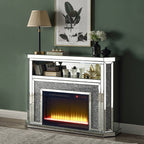 ACME Noralie Mirrored & Faux Diamonds Fireplace with LED Model AC00508