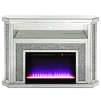 ACME Noralie Mirrored & Faux Diamonds Fireplace with LED Model AC00508