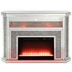 ACME Noralie Mirrored & Faux Diamonds Fireplace with LED Model AC00508