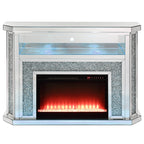 ACME Noralie Mirrored & Faux Diamonds Fireplace with LED Model AC00508
