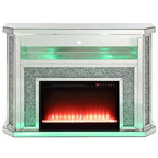 ACME Noralie Mirrored & Faux Diamonds Fireplace with LED Model AC00508
