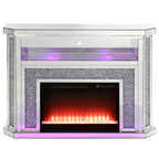 ACME Noralie Mirrored & Faux Diamonds Fireplace with LED Model AC00508