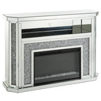 ACME Noralie Mirrored & Faux Diamonds Fireplace with LED Model AC00508