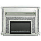 ACME Noralie Mirrored & Faux Diamonds Fireplace with LED Model AC00508