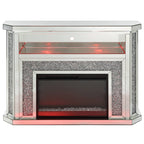 ACME Noralie Mirrored & Faux Diamonds Fireplace with LED Model AC00508