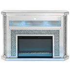 ACME Noralie Mirrored & Faux Diamonds Fireplace with LED Model AC00508