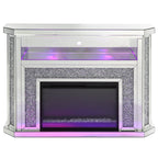 ACME Noralie Mirrored & Faux Diamonds Fireplace with LED Model AC00508