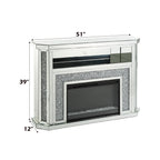 ACME Noralie Mirrored & Faux Diamonds Fireplace with LED Model AC00508