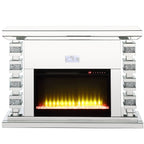ACME Noralie Mirrored & Faux Diamonds Fireplace with Bluetooth Model AC00509