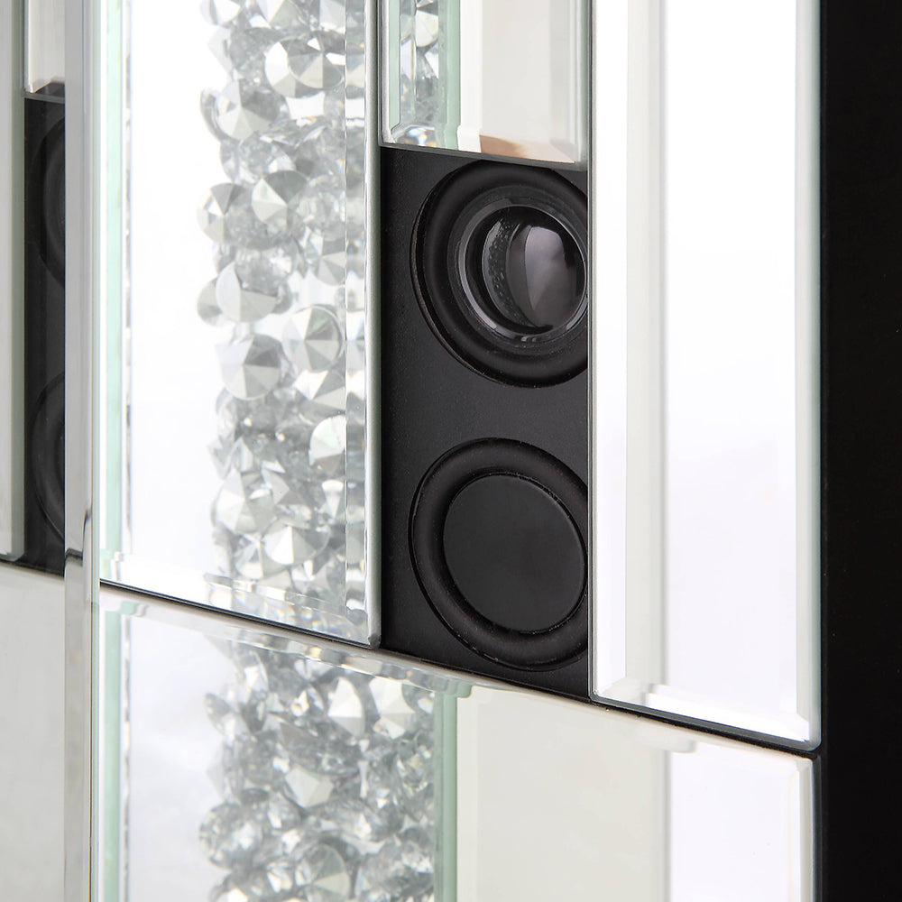 ACME Noralie Mirrored & Faux Diamonds Fireplace with Bluetooth Model AC00510