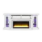 ACME Noralie Mirrored & Faux Diamonds TV Stand with Fireplace & LED Model AC00517