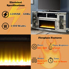 ACME Noralie Mirrored & Faux Diamonds TV Stand with Fireplace & LED Model AC00517