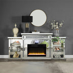 ACME Noralie Mirrored & Faux Diamonds Fireplace with LED & Bluetooth Model AC00518