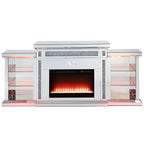 ACME Noralie Mirrored & Faux Diamonds Fireplace with LED & Bluetooth Model AC00518