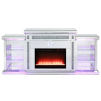 ACME Noralie Mirrored & Faux Diamonds Fireplace with LED & Bluetooth Model AC00518