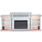ACME Noralie Mirrored & Faux Diamonds Fireplace with LED & Bluetooth Model AC00518