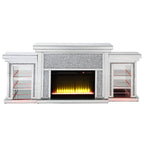 ACME Noralie Mirrored & Faux Diamonds Fireplace with LED Model AC00524
