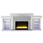 ACME Noralie Mirrored & Faux Diamonds Fireplace with LED Model AC00524