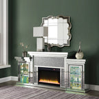 ACME Noralie Mirrored & Faux Diamonds Fireplace with LED Model AC00524