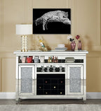 ACME Noralie Mirrored & Faux Diamonds Wine Cabinet with LED Model AC00526
