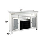 ACME Noralie Mirrored & Faux Diamonds Wine Cabinet with LED Model AC00526