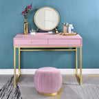 ACME Coleen Pink & Gold Vanity Desk with Mirror & Jewelry Tray Model AC00668