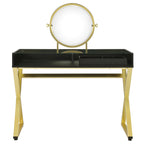 ACME Coleen Black & Gold Vanity Desk with Mirror & Jewelry Tray Model AC00669