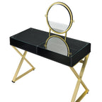 ACME Coleen Black & Gold Vanity Desk with Mirror & Jewelry Tray Model AC00669