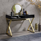 ACME Coleen Black & Gold Vanity Desk with Mirror & Jewelry Tray Model AC00669