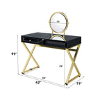ACME Coleen Black & Gold Vanity Desk with Mirror & Jewelry Tray Model AC00669
