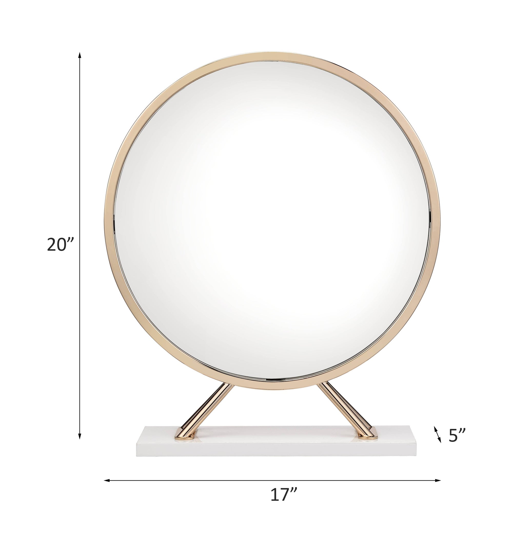 ACME Midriaks Synthetic Leather White & Gold Mirror & Stool Model AC00723