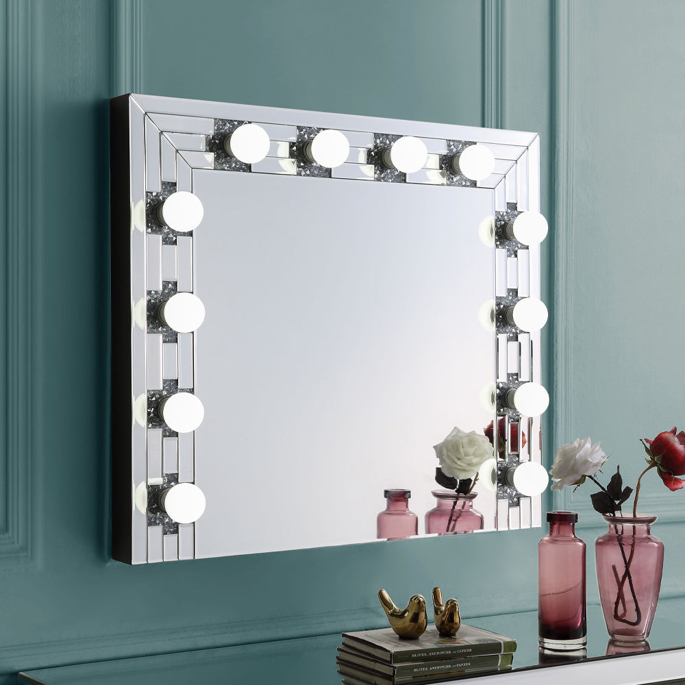 ACME Noralie Mirrored & Faux Diamonds Accent Mirror Model AC00761