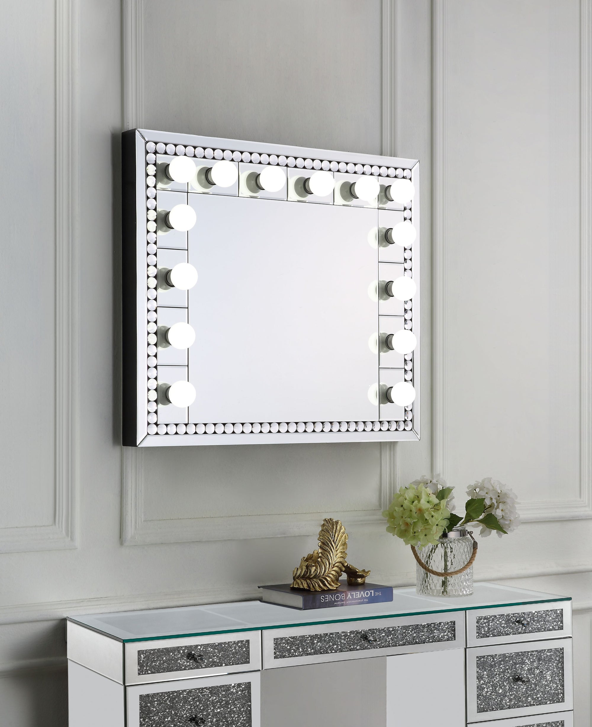 ACME Farai Mirrored & Faux Crystal Diamonds Accent Mirror Model AC00764