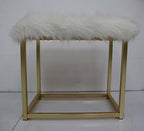 ACME Adao Faux Fur Mirror Pink & Gold Vanity Mirror & Stool Model AC00934