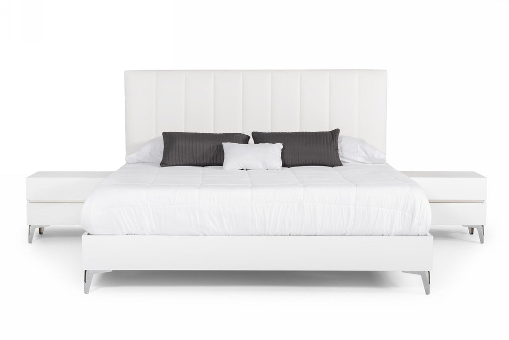 Nova Domus Angela Queen Italian Modern White Eco Leather Bedroom Set Model VGACANGELA-SET-Q