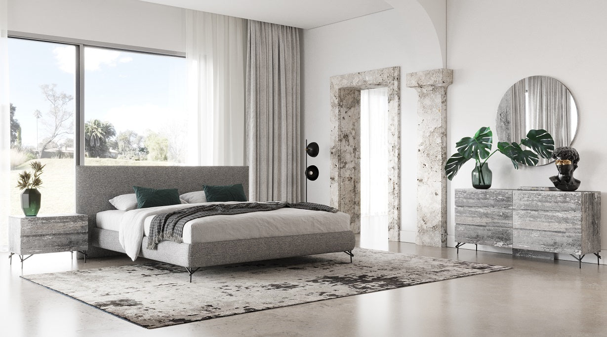 Nova Domus Aria Italian Modern Multi Grey Bed And Two Nightstands Model VGAC-ARIA-BED-BN