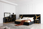 Modrest Aspen Eastern King Modern Black & Gold Bed With Nightstands Model VGVCBD1801-BLK-BED-2NS-SET-EK